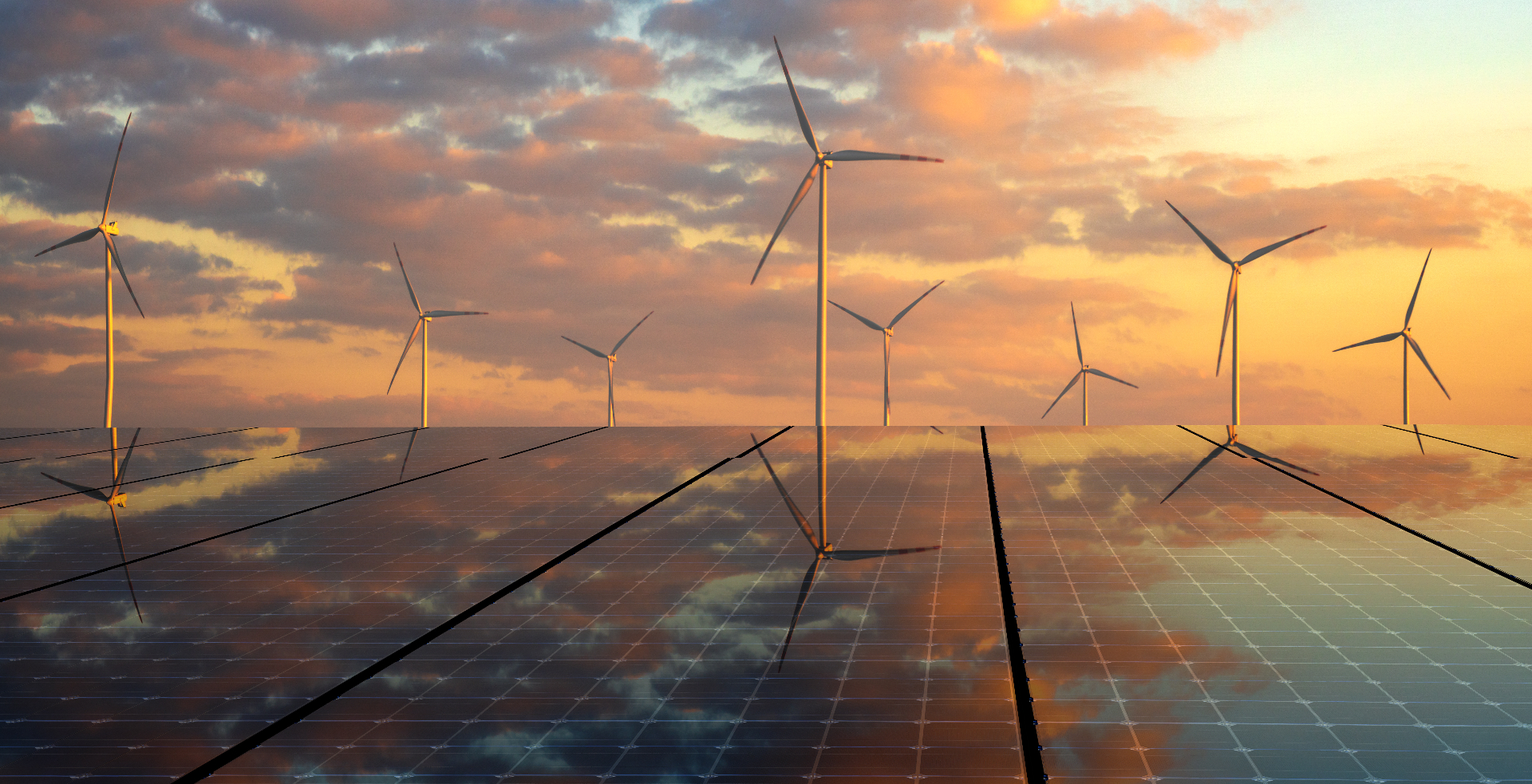Wind turbine silhouette at dusk